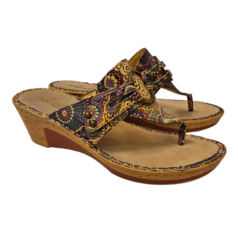 Alegria Wedge Sandals  Size 9 1/2 / 10 (40) Multicolor Leather